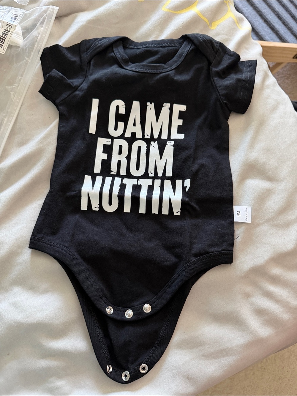 Black Graphic Kids One-Piece Bodysuit - I Came From Nuttin'
